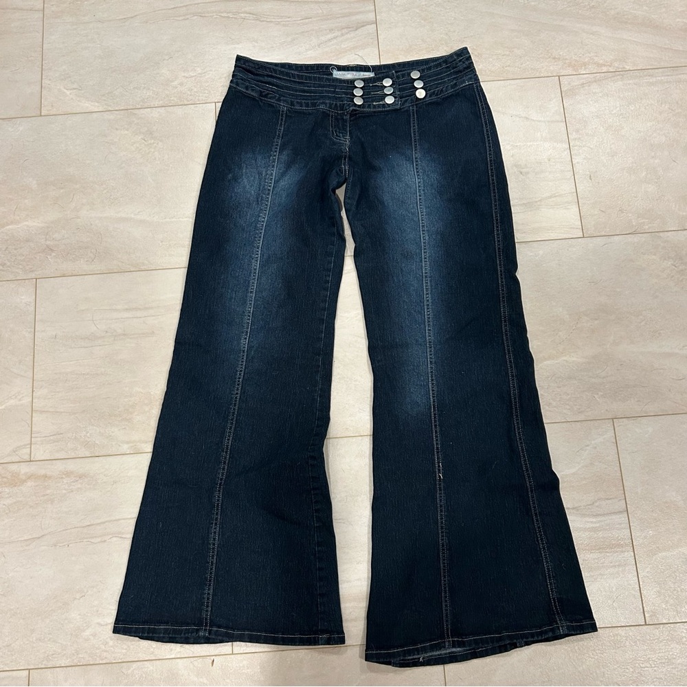 Women's Dark Blue Wide-Leg Jeans size 30-vintage